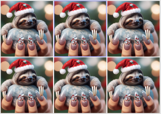 Christmas Release Paper Sloth, 24 sections 4x4, by Sam Vangeen, with Spots Overlay