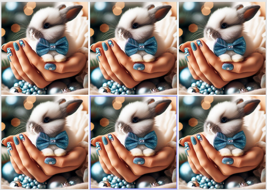 Christmas Release Paper Bunny, 24 sections 4x4, by Sam Vangeen, with Spots overlay