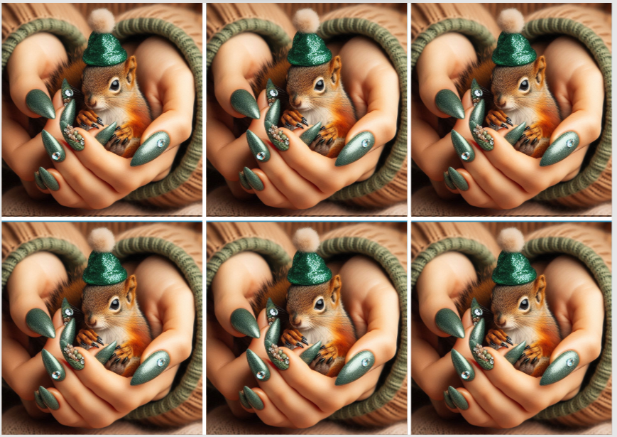 Christmas Release Paper Squirrel, 24 sections 4x4, by Sam Vangeen, with Spots overlay