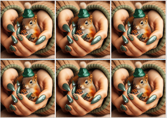 Christmas Release Paper Squirrel, 24 sections 4x4, by Sam Vangeen, with Spots overlay