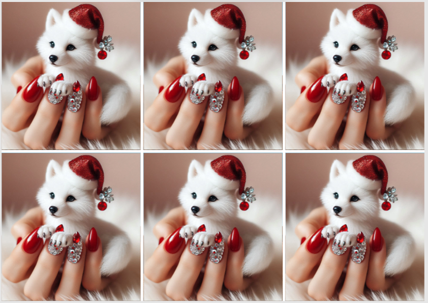 Christmas Release Paper White Fox, by Sam Vangeen, 24 sections 4x4, with Spots Overlay