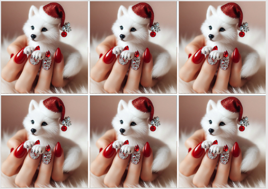 Christmas Release Paper White Fox, by Sam Vangeen, 24 sections 4x4, with Spots Overlay