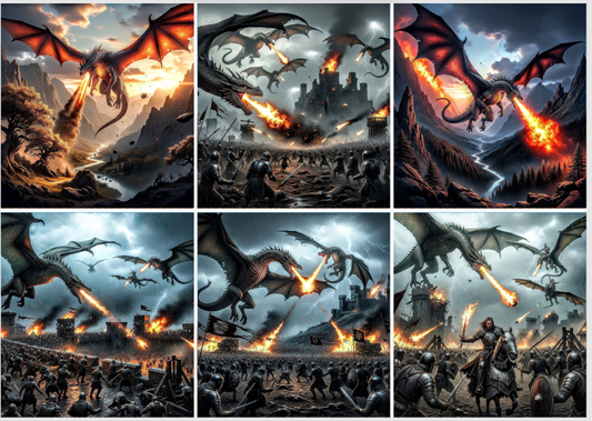 Release Paper, Dragons at war, 24 sections 4x4, with choice of Overlay