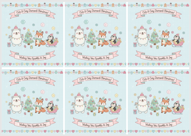 Release Paper, Have a Merry Pastel Christmas, 24 sectios 4x4, with Stars Overlay