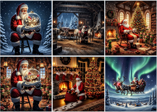 Release Paper, Christmas with Santa, 24 sections 4x4 with Choice of overlay