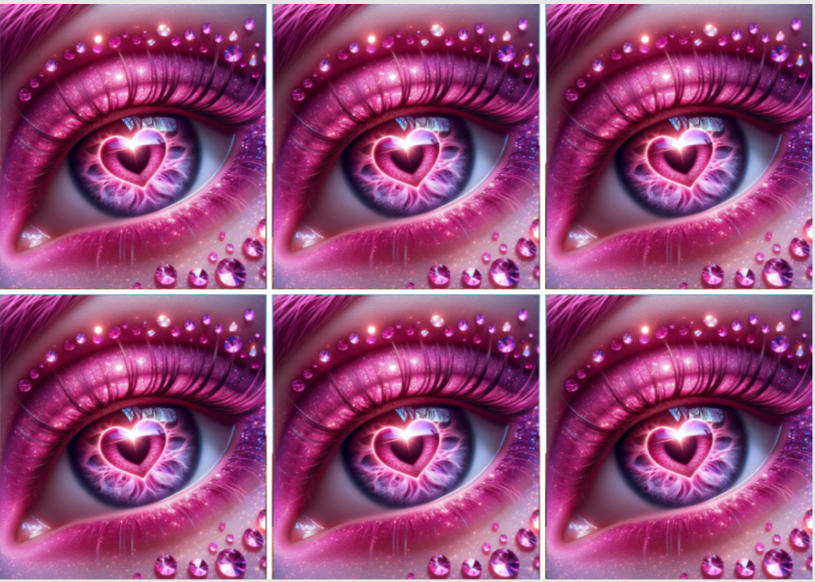 Sam Vangeen, Valentines Day Collection, Pink Eye, 24 4x3 3/4 inches sections, with Overlay added for protection