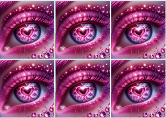 Sam Vangeen, Valentines Day Collection, Pink Eye, 24 4x4 sections, with Overlay added for protection