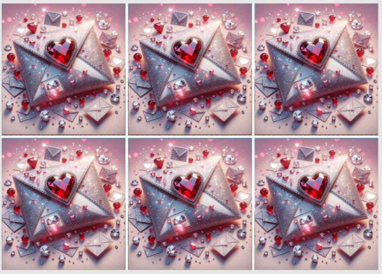 Sam Vangeen, Valentines Day Collection Release Paper, Love Letter, 24 4x3 3/4 inches Sections, with added Overlay for Protection