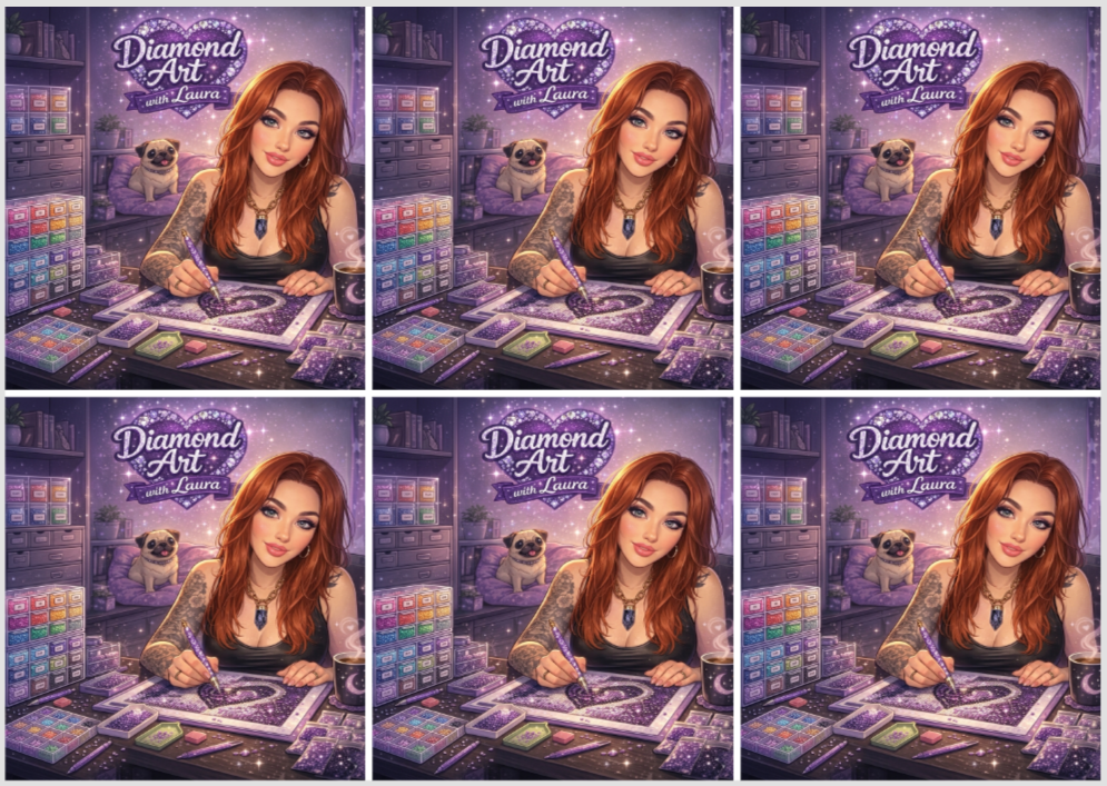 Tiktok Creator Diamond Art with Laura, 24 sections 4x3 3/4 with Overlay