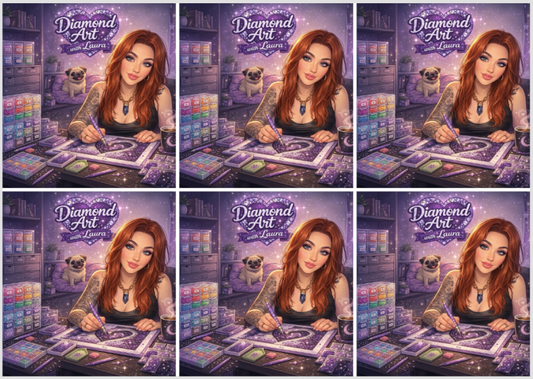 Tiktok Creator Diamond Art with Laura, 24 sections 4x3 3/4 with Overlay