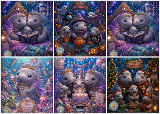 Tiktok Creator "Linnies Diamond Corner" Manatees, 4x3 3/4 with added overlay