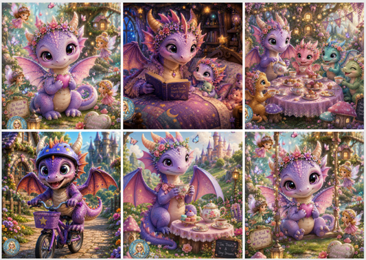Tiktok Creator "Linnies Diamond Corner" Baby Dragons 4x3 3/4 with added overlay
