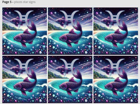 Release Paper, Pisces Horoscope, 4x4 sections, Sam Vangeen Collection