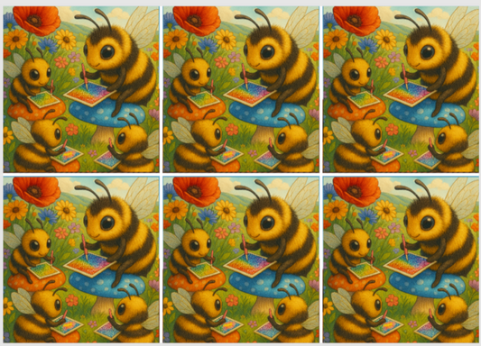 Release Paper, Diamond Painting Bees, 24 sections 4x4, with choice of overlay