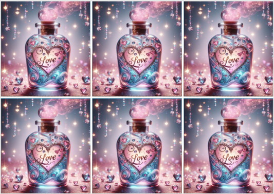 Sam Vangeen, Valentines Day Collection Release Paper Love Potion, 24 sections 4x4, with added Overlay for Protection