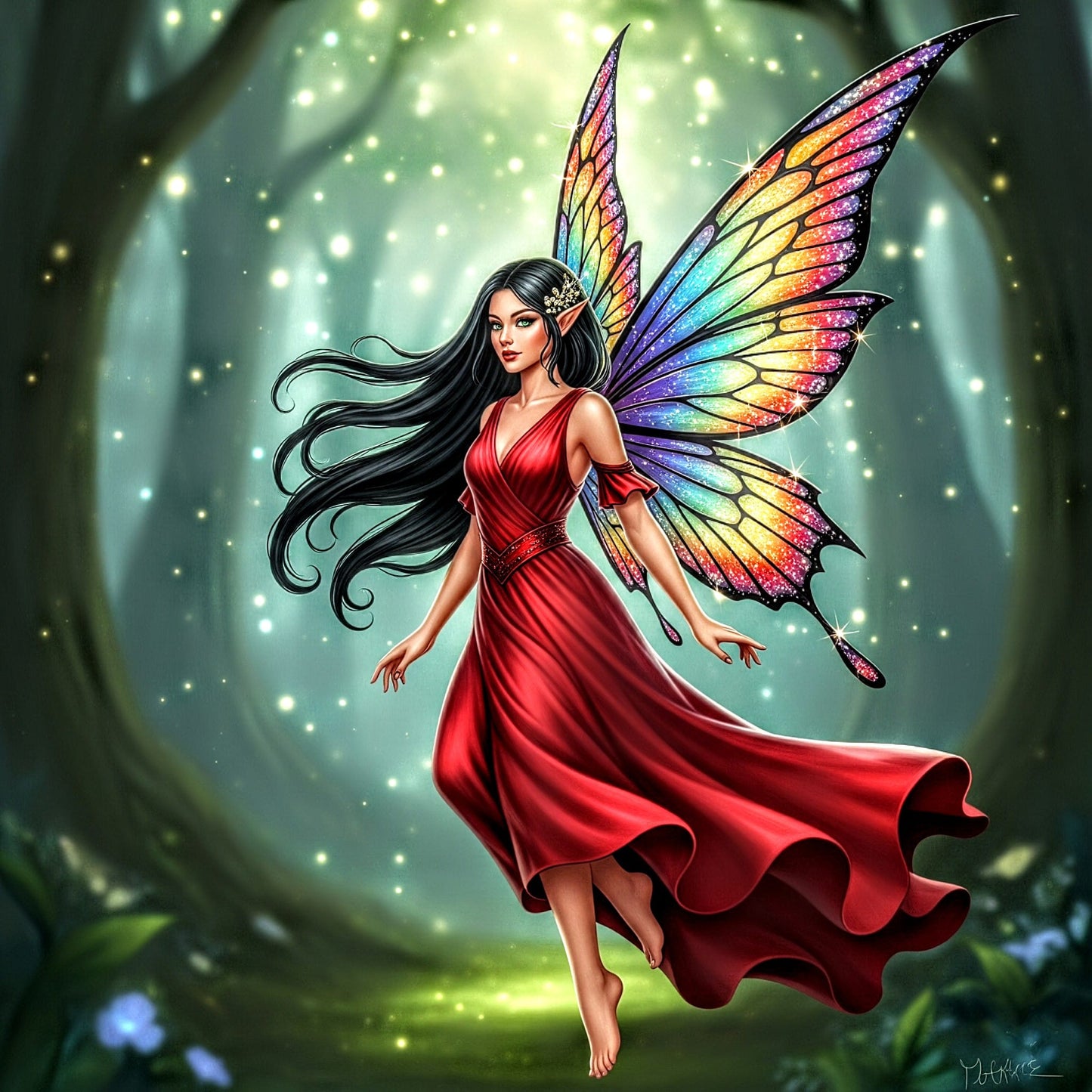 Release Paper, Stained Glass Fairies, 24 sections 4x4, with choice of Overlay