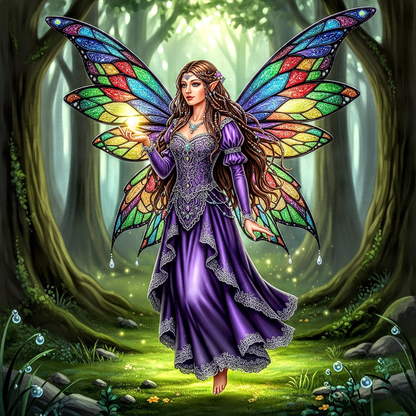 Release Paper, Stained Glass Fairies, 24 sections 4x4, with choice of Overlay