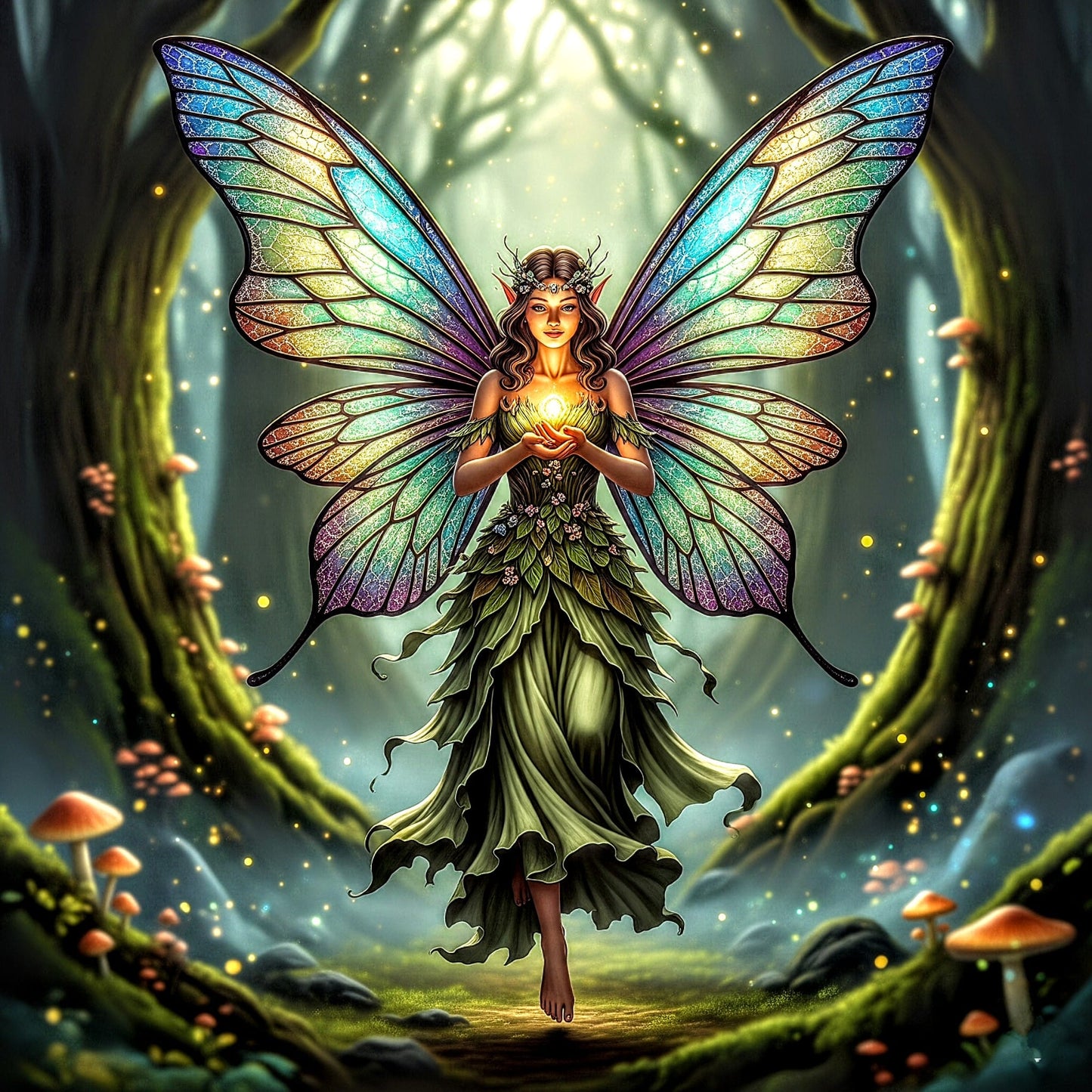 Release Paper, Stained Glass Fairies, 24 sections 4x4, with choice of Overlay