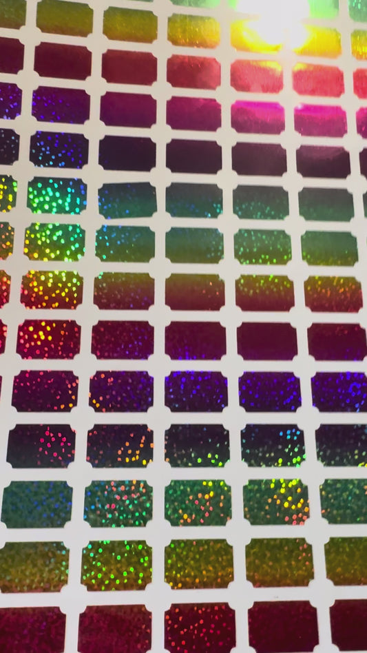 60.. Rainbow Holographic Rectangle Vinyl Stickers, for your Diamond Art Pots or Trays